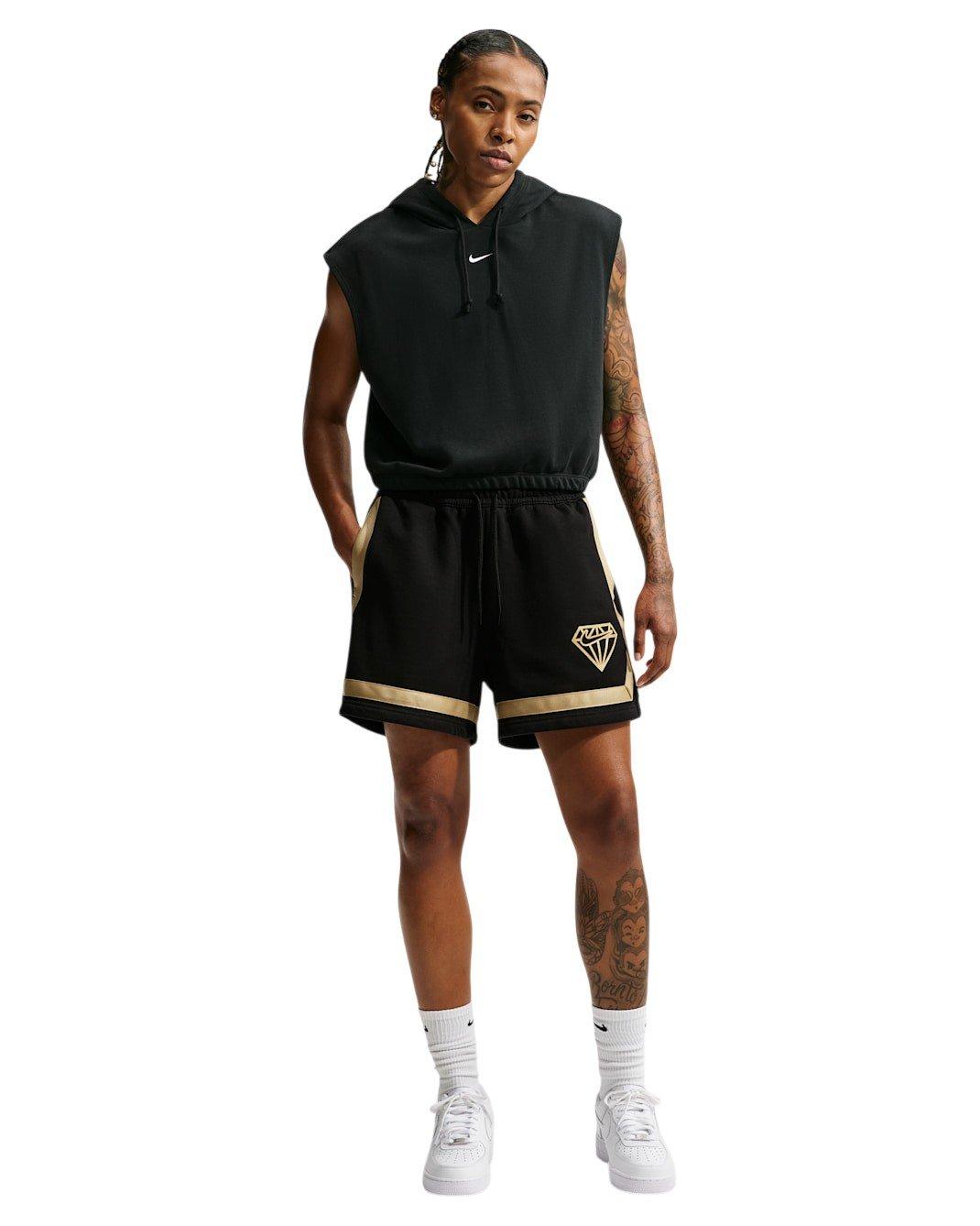 Nike Women's Crossover 5" Fleece Basketball Shorts - Black/Gold - BLACK/GOLD